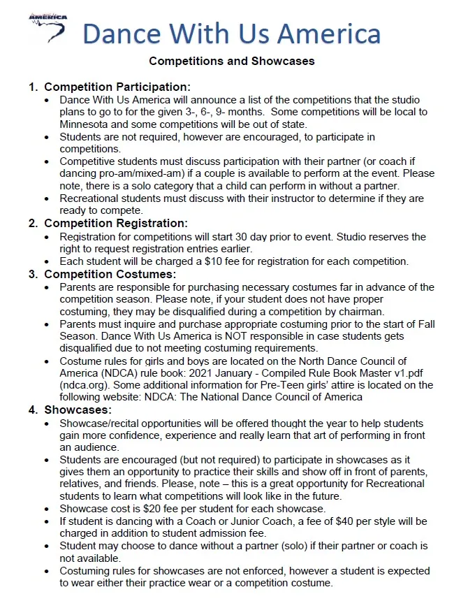Older alternate policy page covering competitions and showcases