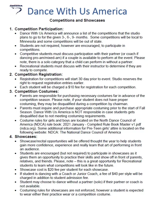Older alternate policy page covering competitions and showcases