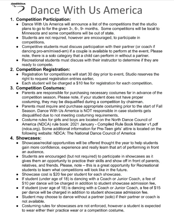 Studio Policy page 6 with additional competition and showcase terms